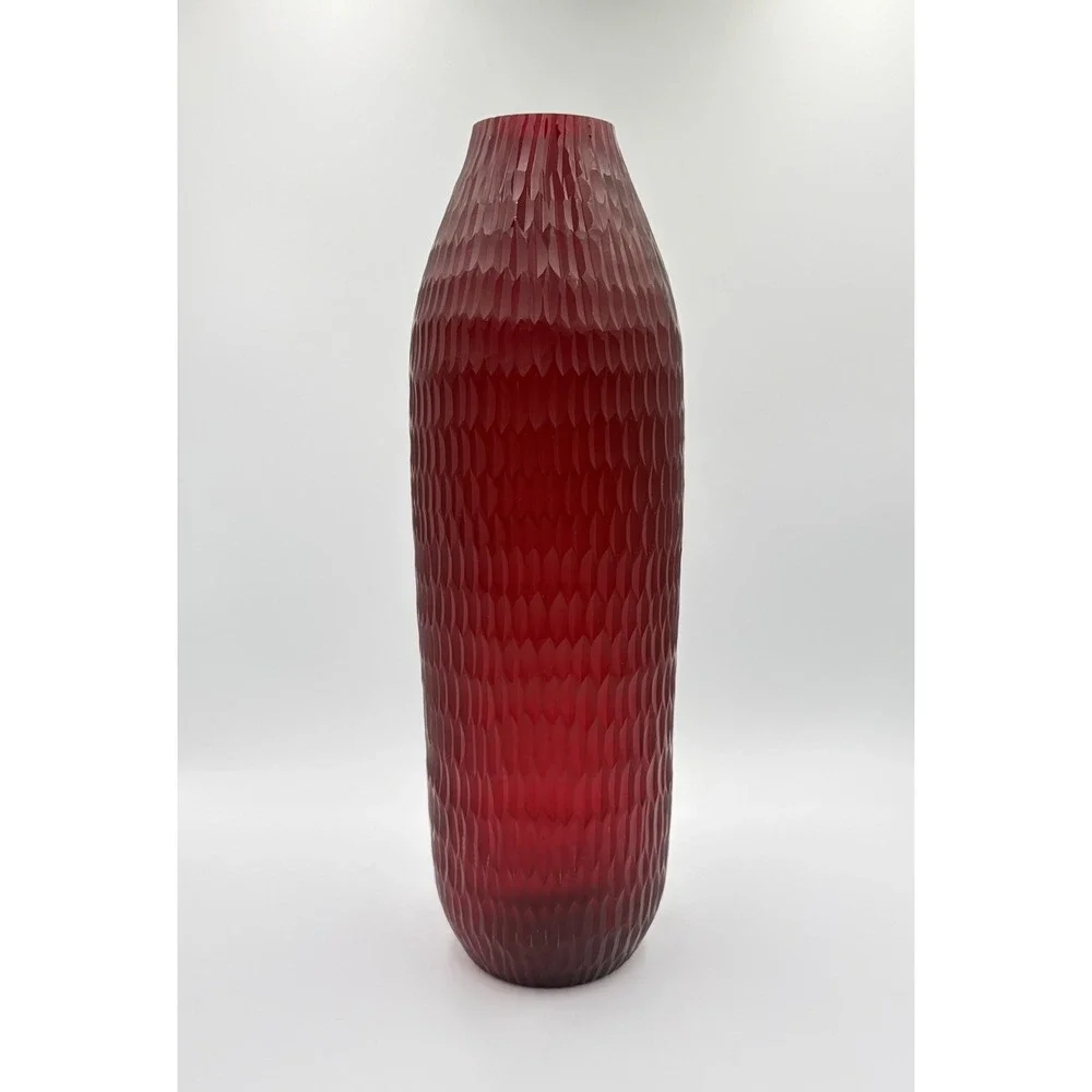 Vintage Ruby Red Flashed Glass Vase Large 15